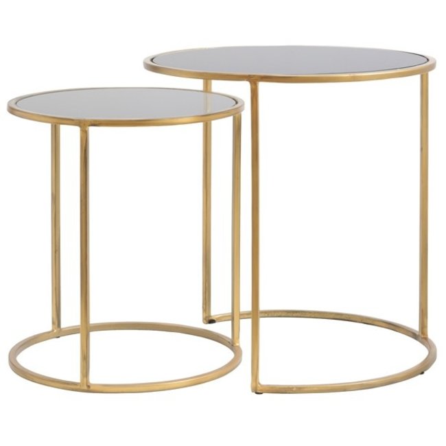 Light & Living Sidetable set van 2 DUARTE Glas Goud – rookglas