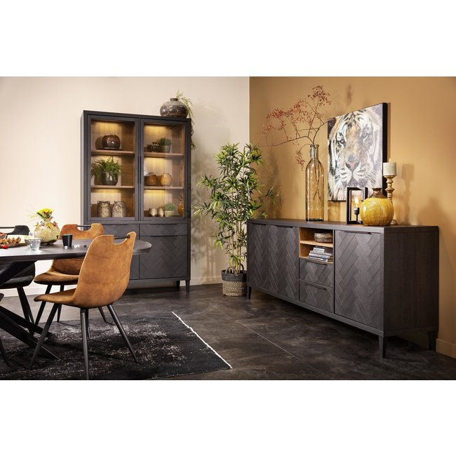 WoonMax Vitrinekast Gamma Old Piano - 3 glazen deuren