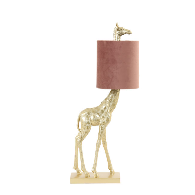 bijstand formeel afstuderen Tafellamp 26x16x61 cm GIRAFFE goud+velvet roze - De Woon Winkel