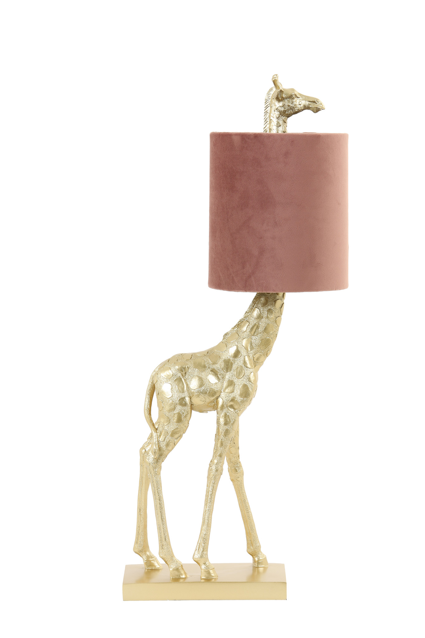 bijstand formeel afstuderen Tafellamp 26x16x61 cm GIRAFFE goud+velvet roze - De Woon Winkel