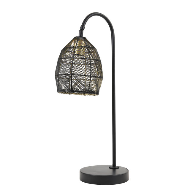 Light en Living Tafellamp 23x18x60 cm MEYA mat zwart+goud