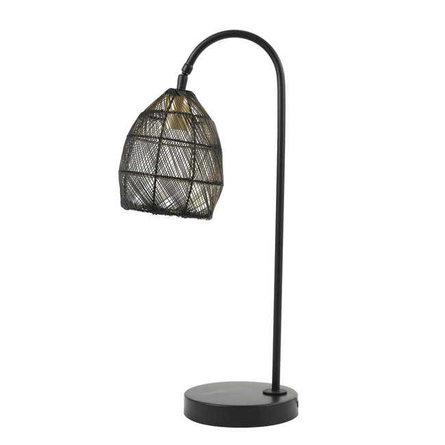 Light en Living Tafellamp 23x18x60 cm MEYA mat zwart+goud