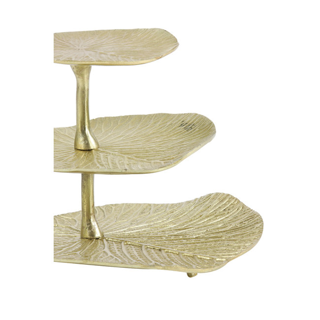 Light en Living Etagere LEAF goud - 3 laags