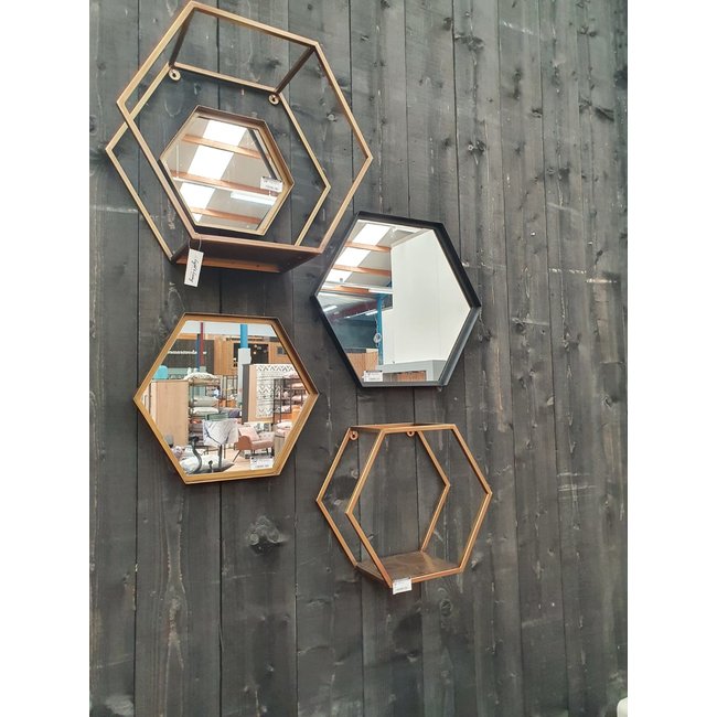 Light en Living Spiegel zeshoek STELVIO mat zwart in 2 maten