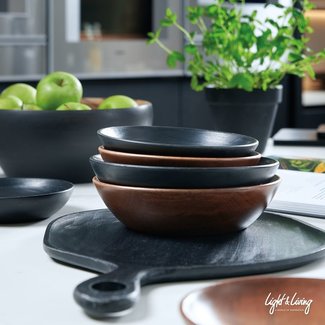 Light en Living Snijplank / dienblad KUMASI hout zwart