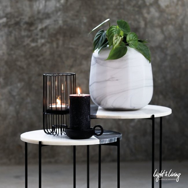 Light en Living Windlicht BRISLA mat zwart - 2 maten