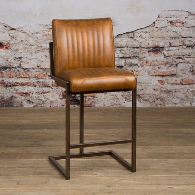 Tower Living Barkruk Ferro - Cognac, donkerbruin, groen en antraciet