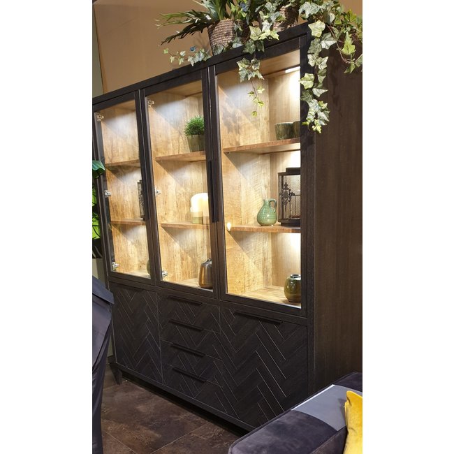 WoonMax Vitrinekast Gamma Old Piano - 3 glazen deuren