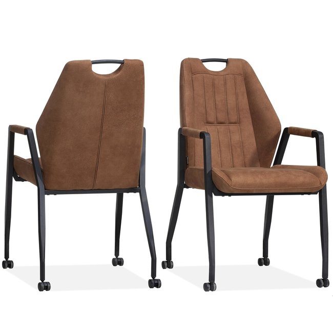 WoonMax Eettafelstoel Axa - cognac, antraciet, taupe en mosgroen