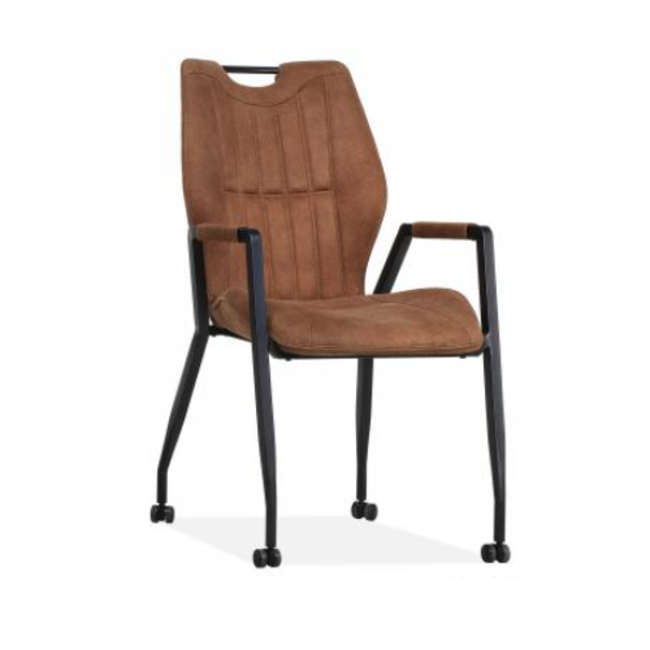 WoonMax Eettafelstoel Olympic - Antraciet, cognac, mosgroen