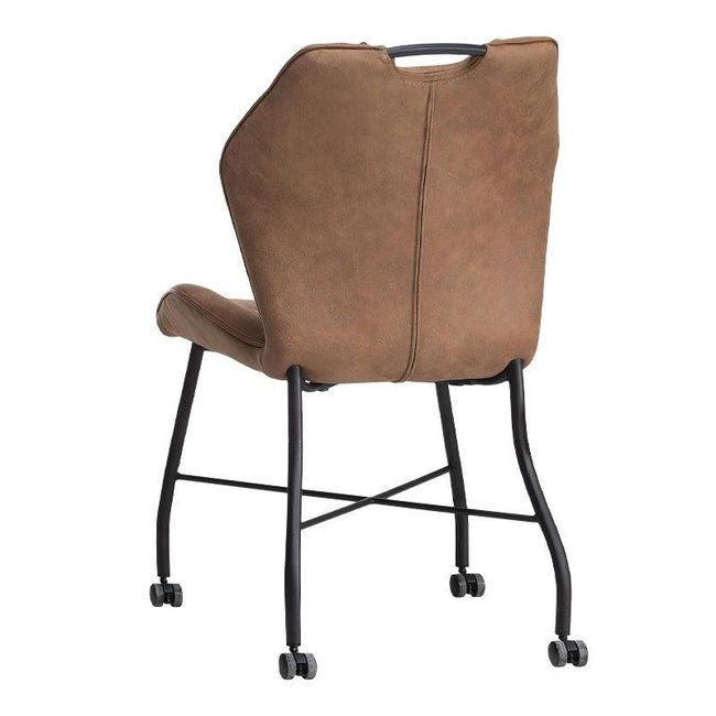 WoonMax Eettafelstoel Lee - cognac, antraciet en olijfgroen