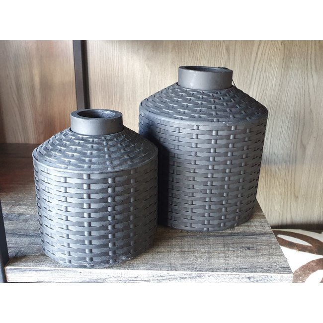 Light en Living Vaas deco Ø20x22,5 cm WICK mat zwart