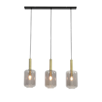 Light en Living Hanglamp 3L 100x22x32 cm LEKAR antiek brons+smoke glas Light en Living Hanglamp 3L 100x22x32 cm LEKAR antiek brons+smoke glas