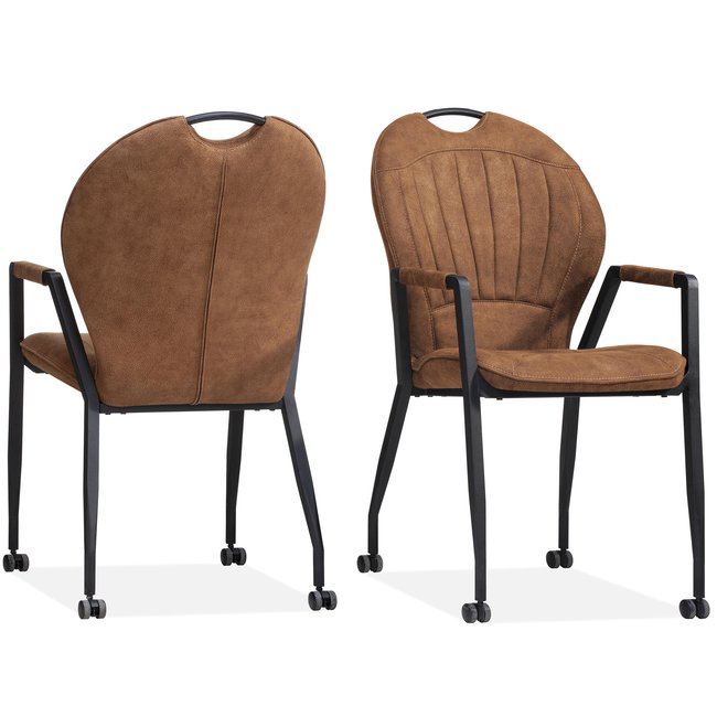 WoonMax Eettafelstoel Frizz - cognac, antraciet en mosgroen