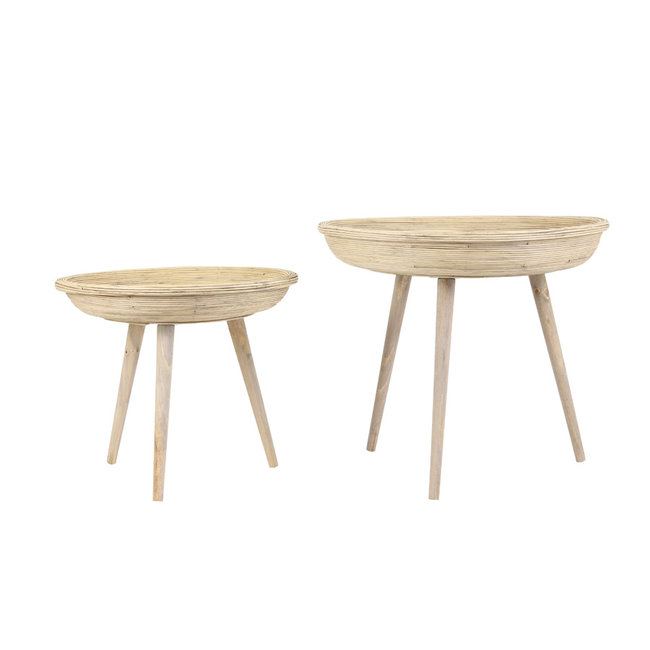 Light en Living Bijzettafel Set van 2 COLON naturel