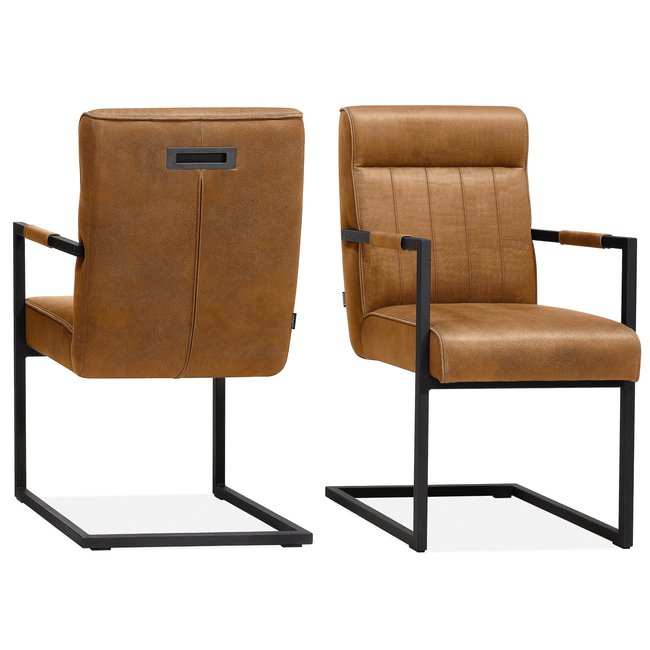 WoonMax Eettafelstoel Logan Zorro - Cognac, Antraciet en Groen