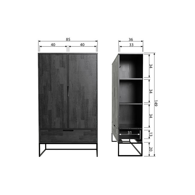 Woood Silas 2-deurs Kast Essen Blacknight [fsc]