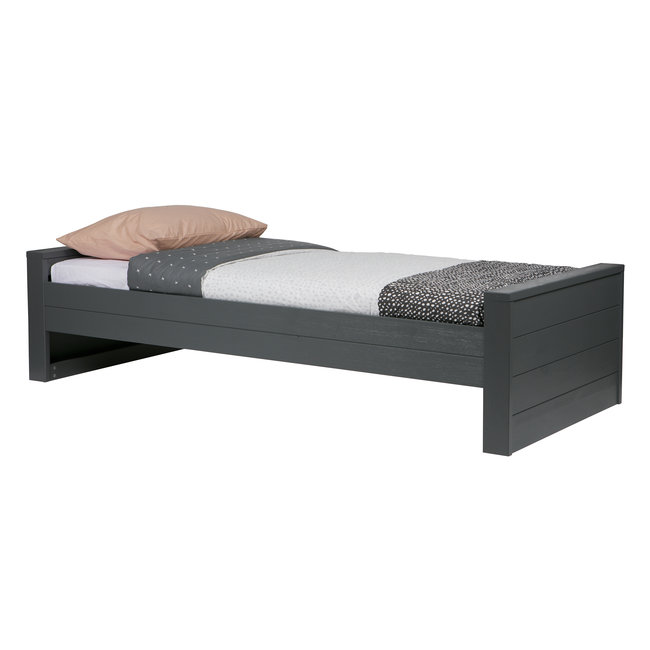 Woood Dennis Bed 90x200 Cm Grenen Steel Grey Geborsteld [fsc]