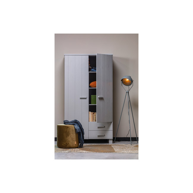 Woood Dennis Kast Met Laden Grenen Betongrijs Geborsteld [fsc]