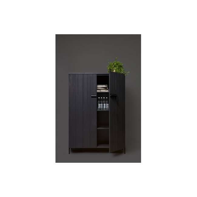 Woood Bruut 2-drs Kast Grenen Geborsteld Diep Zwart [fsc]