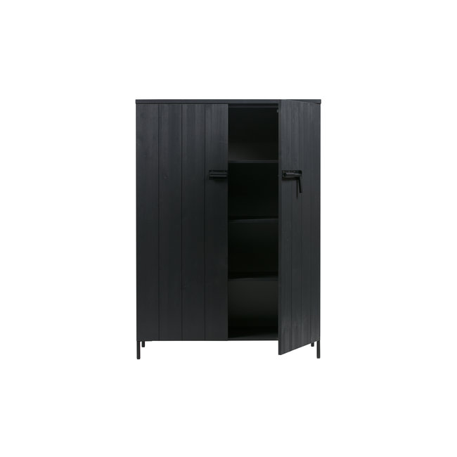 Woood Bruut 2-drs Kast Grenen Geborsteld Diep Zwart [fsc]