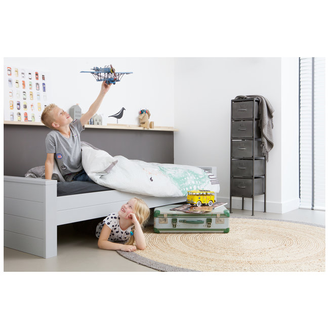 Woood Dennis Bed 90x200 Cm Grenen Betongrijs Geborsteld [fsc]