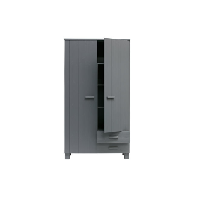 Woood Dennis Kast Met Laden Grenen Steel Grey Geborsteld [fsc]