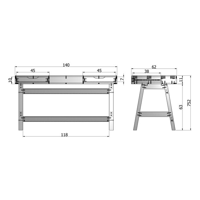 Woood Nikki Bureau Grenen Jadegroen [fsc]