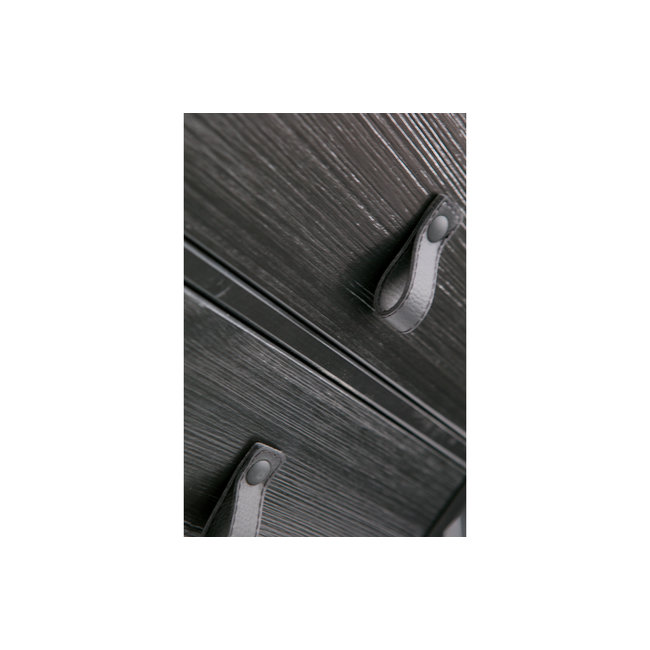 Woood Zola Nachtkastje Met Lade En Deur Geborsteld Diep Zwart[fsc]