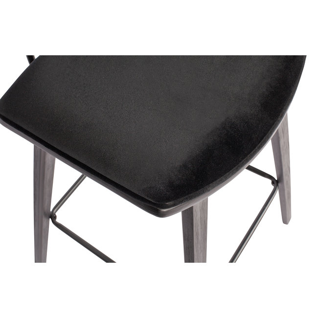 Woood Senn Barstoel Fluweel Zwart