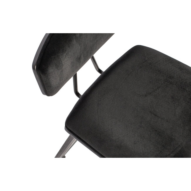 Woood Senn Barstoel Fluweel Zwart