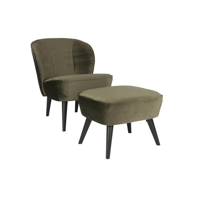 Woood Sara Fauteuil Fluweel Warm Groen