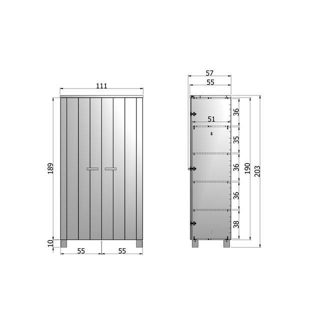 Woood Dennis Kast Grenen Steel Grey Geborsteld [fsc]