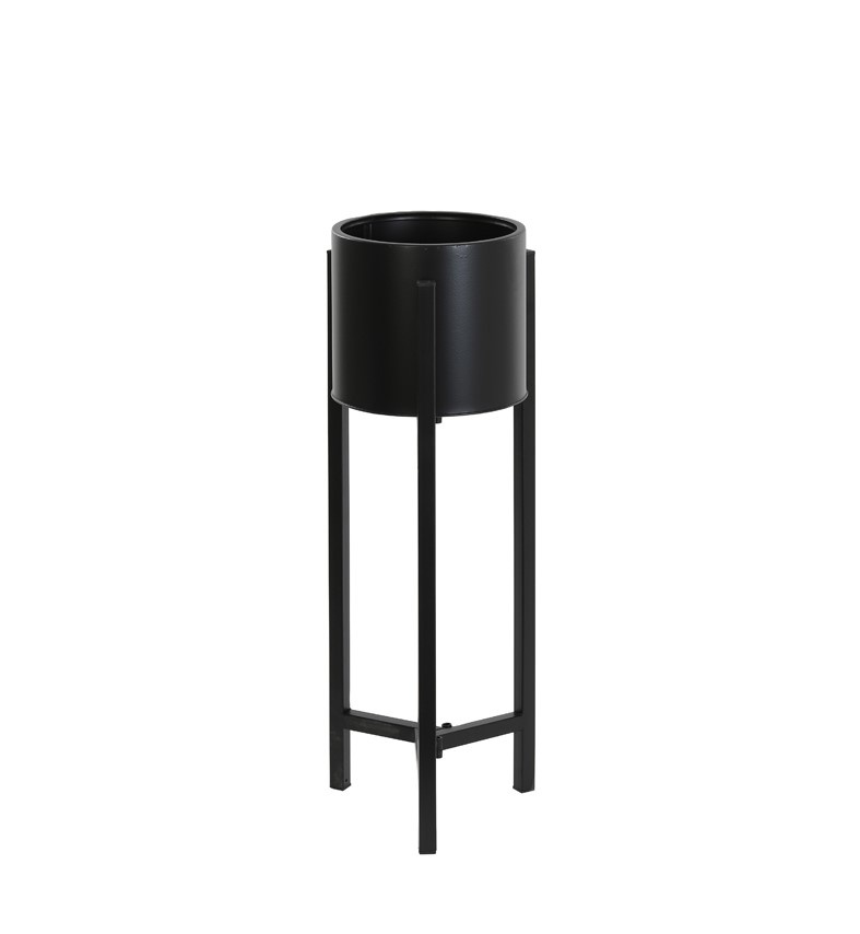 H&S Collection Bloempot op standaard 60 cm metaal zwart kopen