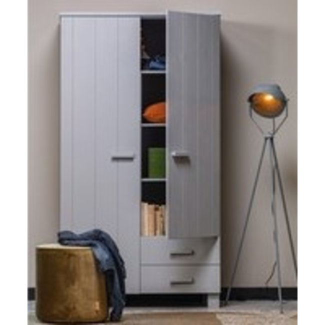 Woood Dennis Kast Met Laden Grenen Betongrijs Geborsteld [fsc]