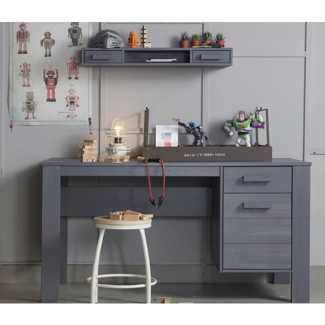 Woood Dennis Bureau Grenen Steel Grey Geborsteld [fsc]