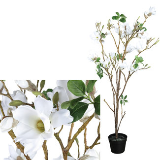 PTMD Kunstboom Magnolia wit in zwarte pot