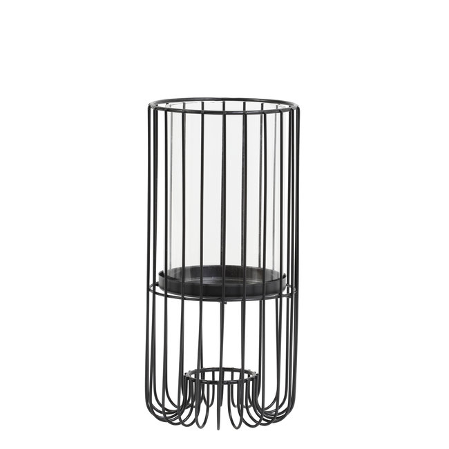 Light en Living Windlicht BRISLA mat zwart - 2 maten