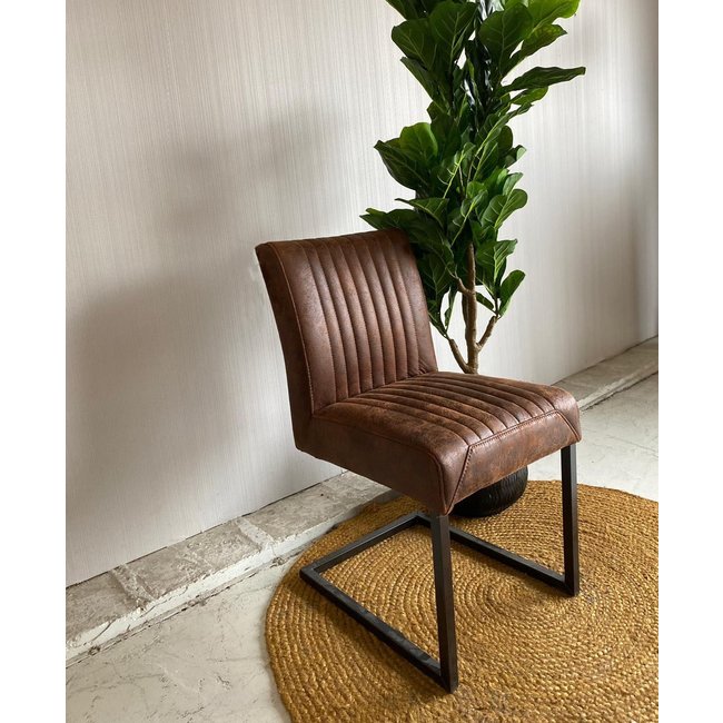 Tower Living Eetkamerstoel Ferro - Cognac, donkerbruin, groen en antraciet