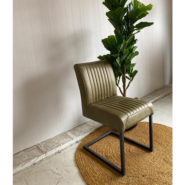 Tower Living Eetkamerstoel Ferro - Cognac, donkerbruin, groen en antraciet