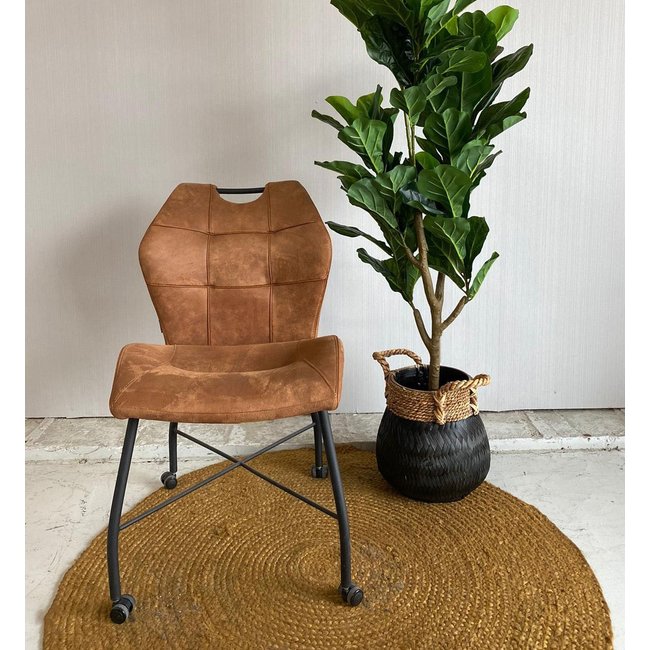 WoonMax Eettafelstoel Lee - cognac, antraciet en olijfgroen