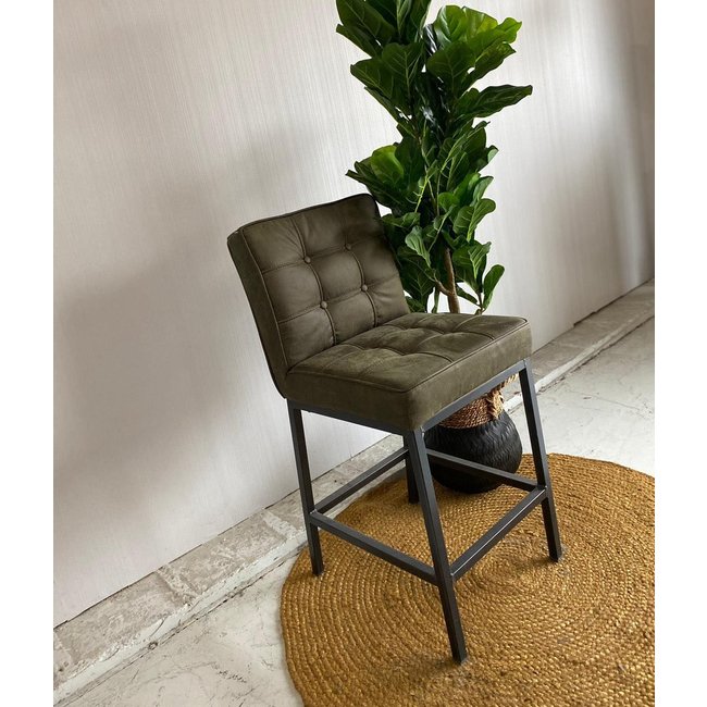 Tower Living Barstoel Vasco - Grijs, bruin, cognac en groen