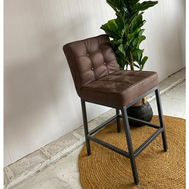 Tower Living Barstoel Vasco - Grijs, bruin, cognac en groen