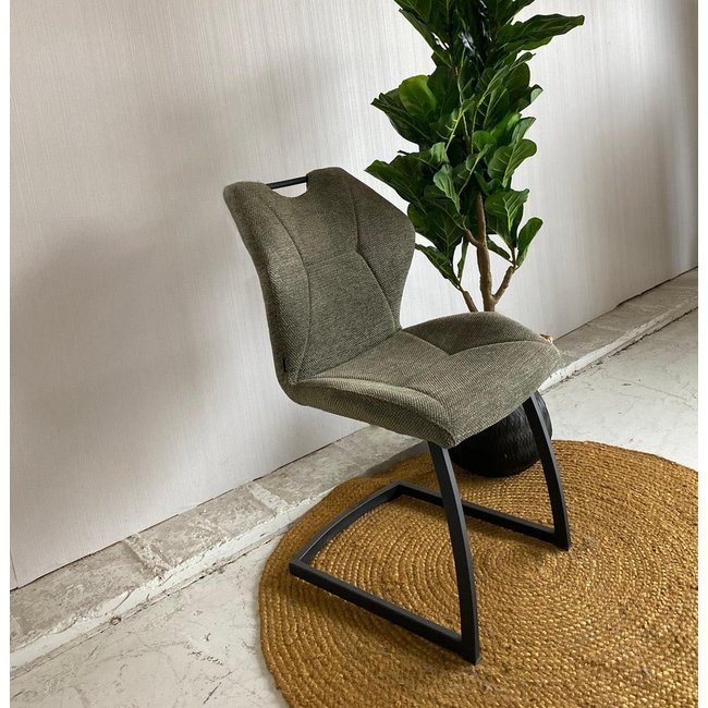 WoonMax Eettafelstoel Riva - Lichtgrijs en groen