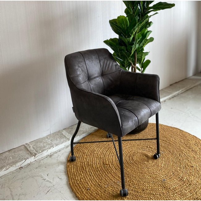 WoonMax Eetkamerstoel Bosca -  softyl cognac en antraciet