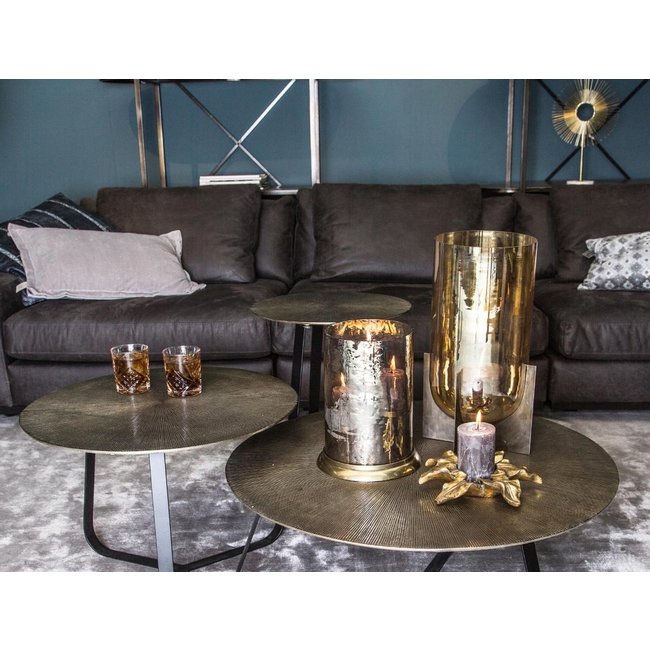 PTMD Kae Gold bijzettafel aluminium met ijzeren poot - 3 maten