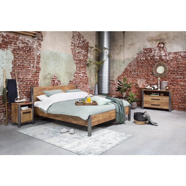 WoonMax Nachtkastje Lennox Old Teak - links of rechts