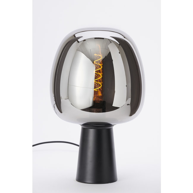 Light en Living Tafellamp Ø22x40 cm MAYSON mat  zwart+ glas smoke
