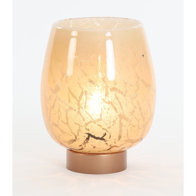 Light & Living Tafellamp LED SYLAS glas  karamel+koper - Diverse afmetingen