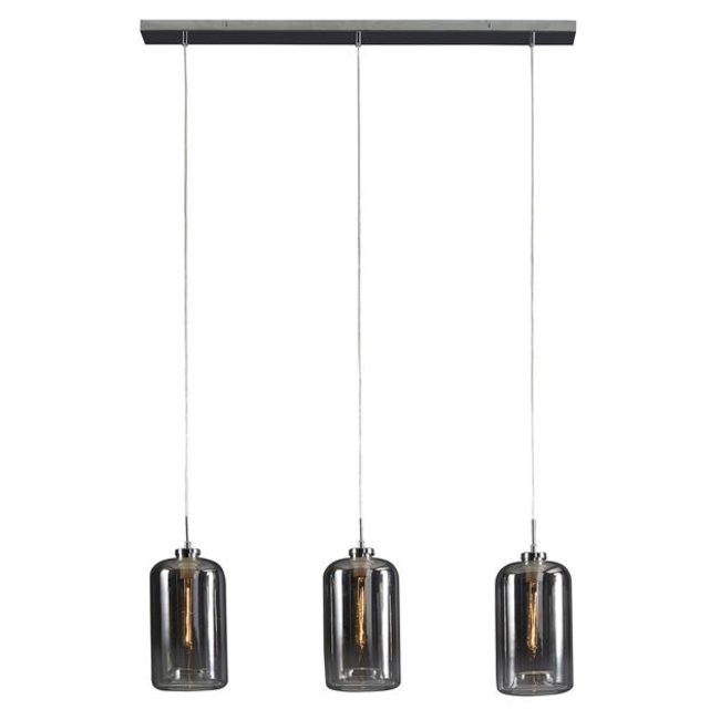 WoonStijl Hanglamp 3L Glass Metallic Grey